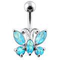 925 Sterling Silver Jewelled Butterfly Non-Moving Belly Ring