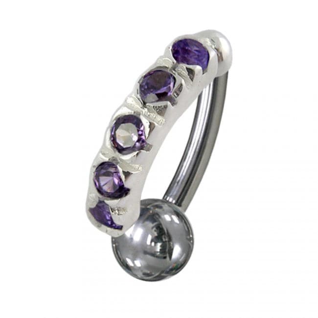 925 Sterling Silver Jewelled Non-Moving Reverse Belly Curve