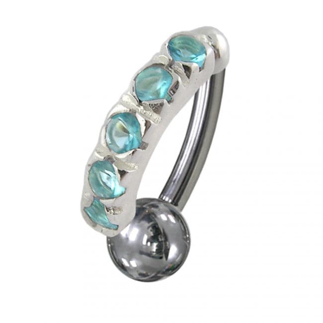 925 Sterling Silver Jewelled Non-Moving Reverse Belly Curve
