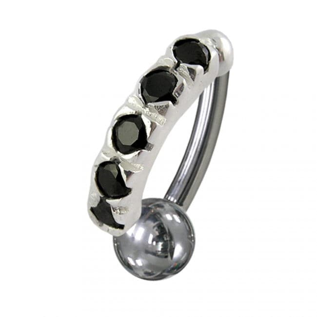 925 Sterling Silver Jewelled Non-Moving Reverse Belly Curve