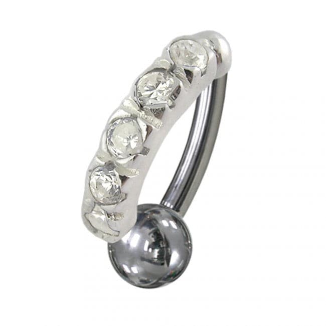 925 Sterling Silver Jewelled Non-Moving Reverse Belly Curve