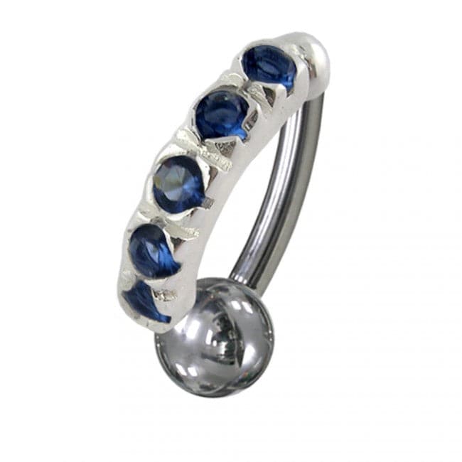 925 Sterling Silver Jewelled Non-Moving Reverse Belly Curve