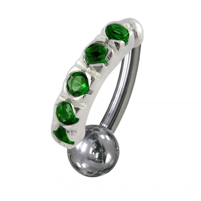 925 Sterling Silver Jewelled Non-Moving Reverse Belly Curve