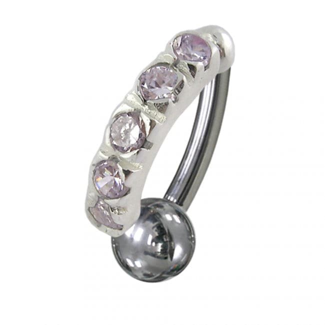 925 Sterling Silver Jewelled Non-Moving Reverse Belly Curve