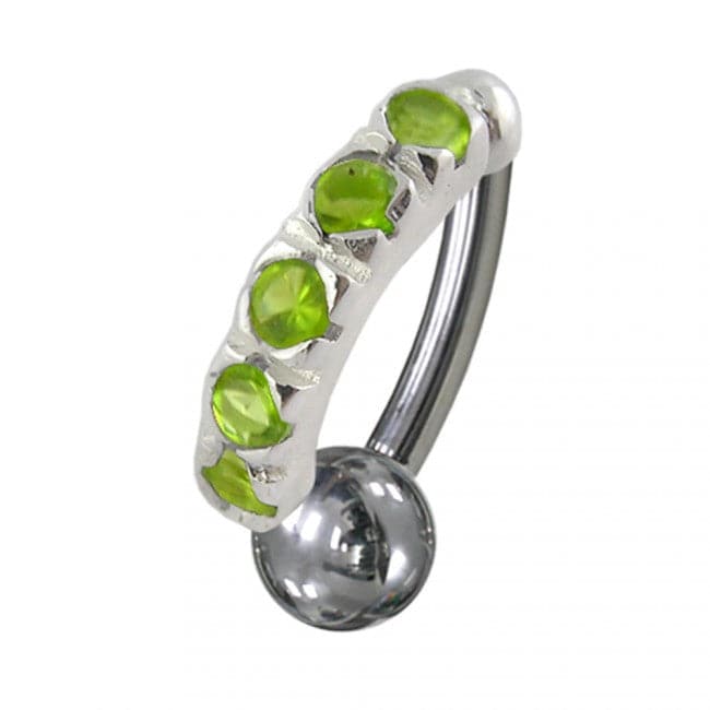 925 Sterling Silver Jewelled Non-Moving Reverse Belly Curve