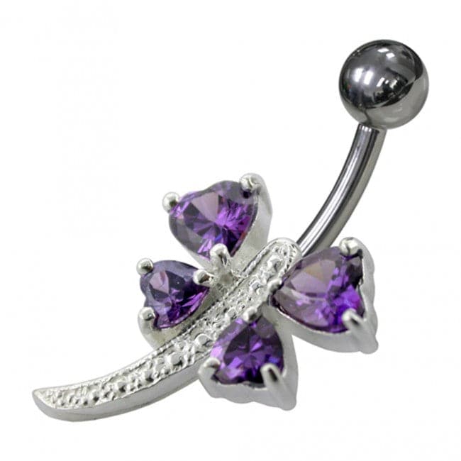 925 Sterling Silver Heart Shape Non-Moving Belly Ring