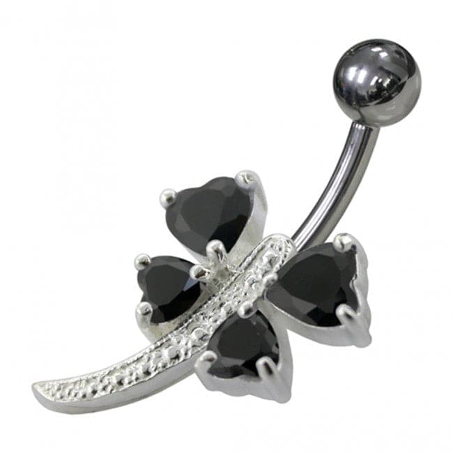 925 Sterling Silver Heart Shape Non-Moving Belly Ring