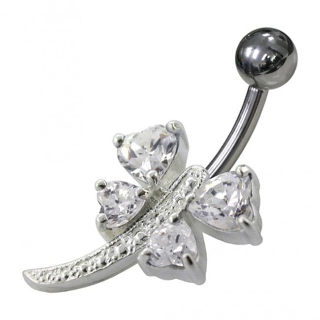 925 Sterling Silver Heart Shape Non-Moving Belly Ring