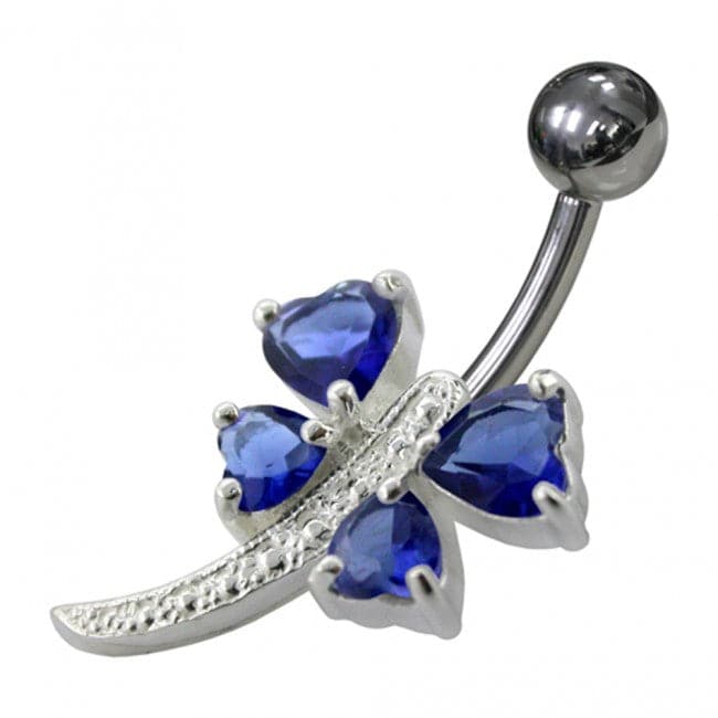 925 Sterling Silver Heart Shape Non-Moving Belly Ring