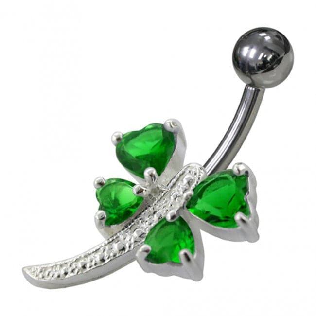 925 Sterling Silver Heart Shape Non-Moving Belly Ring