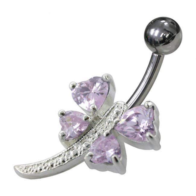 925 Sterling Silver Heart Shape Non-Moving Belly Ring