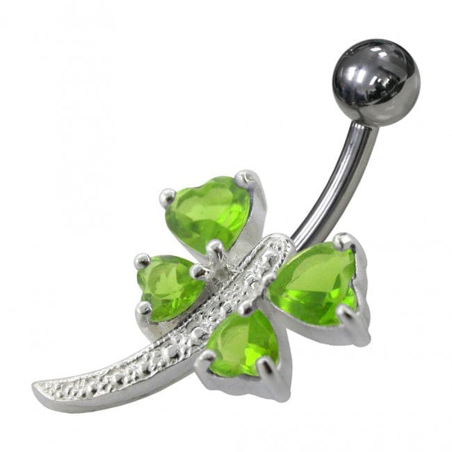 925 Sterling Silver Heart Shape Non-Moving Belly Ring