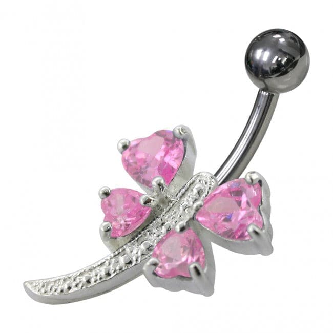 925 Sterling Silver Heart Shape Non-Moving Belly Ring
