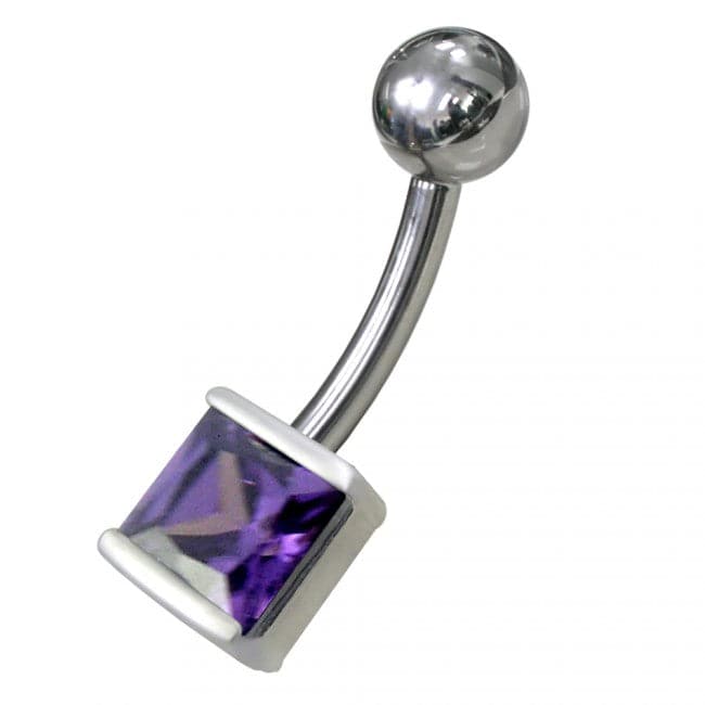 925 Sterling Silver Jewelled Non Moving Belly Ring