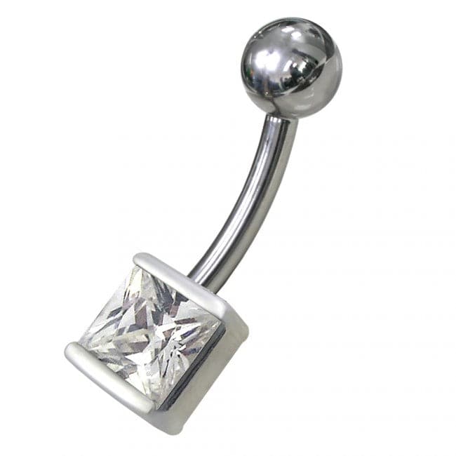 925 Sterling Silver Jewelled Non Moving Belly Ring