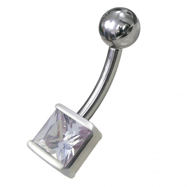 925 Sterling Silver Jewelled Non Moving Belly Ring