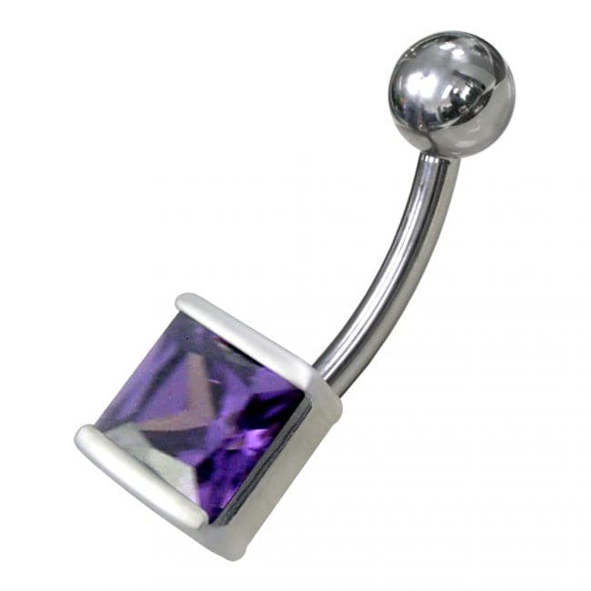 925 Sterling Silver Fancy Single Stone Non-Moving Banana Belly Ring