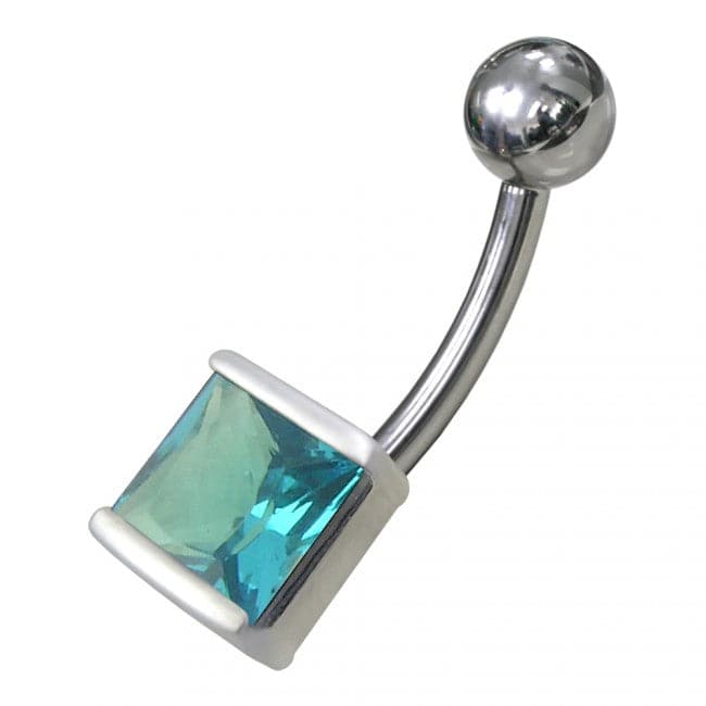 925 Sterling Silver Fancy Single Stone Non-Moving Banana Belly Ring