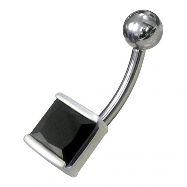 925 Sterling Silver Fancy Single Stone Non-Moving Banana Belly Ring