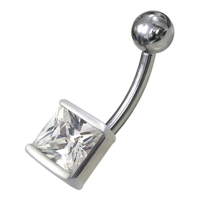 925 Sterling Silver Fancy Single Stone Non-Moving Banana Belly Ring