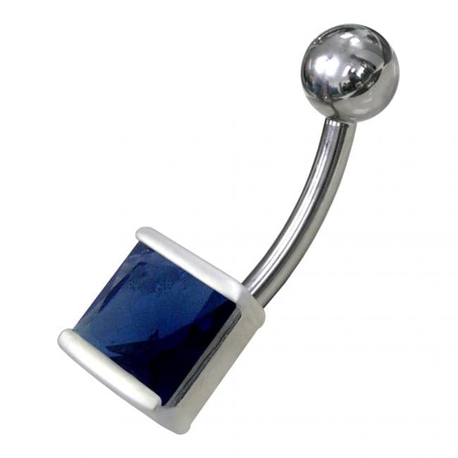 925 Sterling Silver Fancy Single Stone Non-Moving Banana Belly Ring