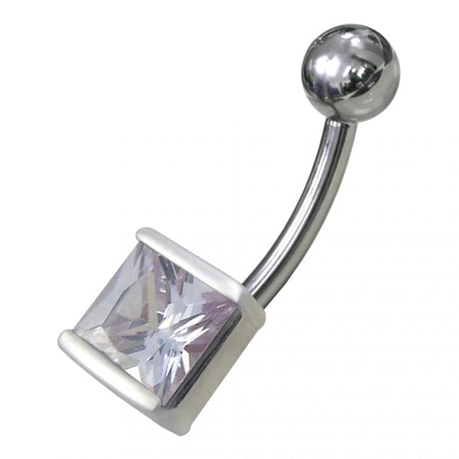 925 Sterling Silver Fancy Single Stone Non-Moving Banana Belly Ring