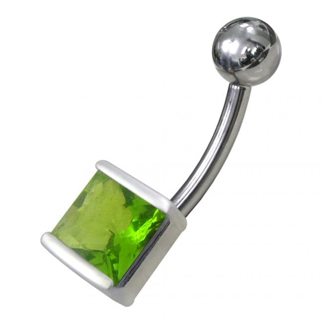 925 Sterling Silver Fancy Single Stone Non-Moving Banana Belly Ring