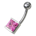 925 Sterling Silver Fancy Single Stone Non-Moving Banana Belly Ring