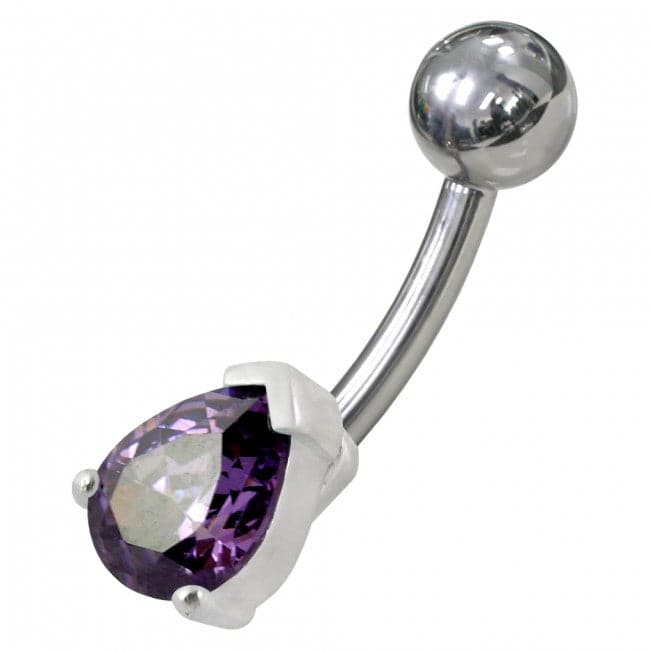 925 Sterling Silver Fancy Jewelled Non-Moving Banana Bar Navel Ring