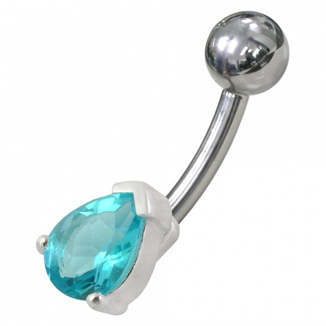 925 Sterling Silver Fancy Jewelled Non-Moving Banana Bar Navel Ring