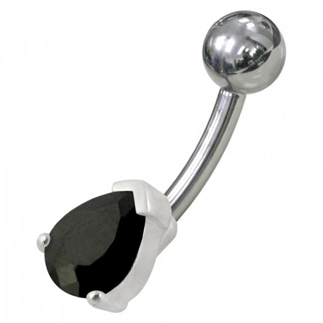 925 Sterling Silver Fancy Jewelled Non-Moving Banana Bar Navel Ring