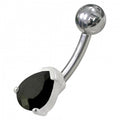 925 Sterling Silver Fancy Jewelled Non-Moving Banana Bar Navel Ring
