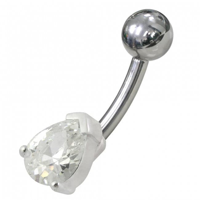 925 Sterling Silver Fancy Jewelled Non-Moving Banana Bar Navel Ring