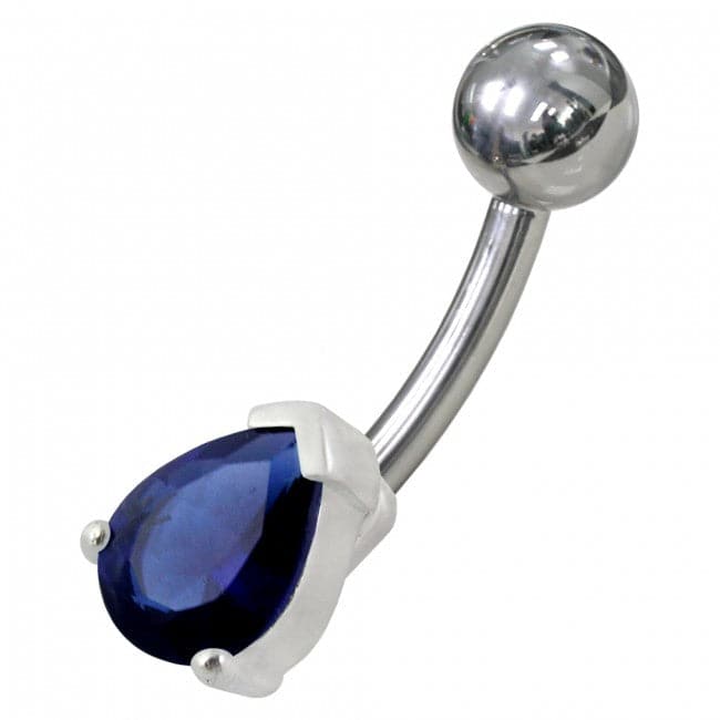925 Sterling Silver Fancy Jewelled Non-Moving Banana Bar Navel Ring