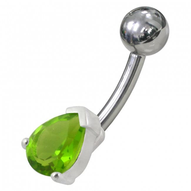 925 Sterling Silver Fancy Jewelled Non-Moving Banana Bar Navel Ring