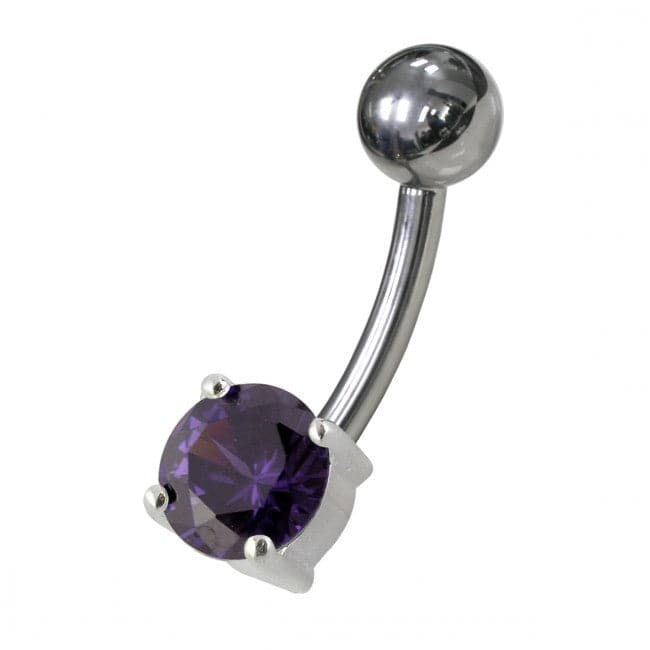 925 Sterling Silver Fancy Blue Jewelled Non-Moving Bar Belly Ring