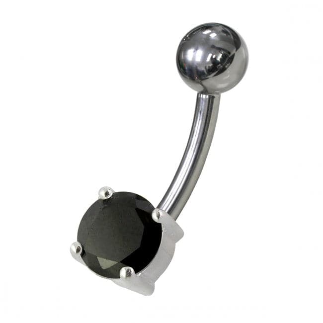 925 Sterling Silver Fancy Blue Jewelled Non-Moving Bar Belly Ring