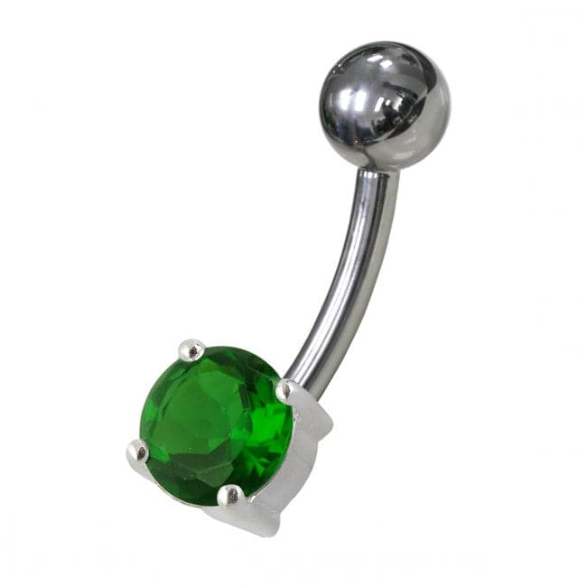 925 Sterling Silver Fancy Blue Jewelled Non-Moving Bar Belly Ring
