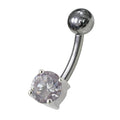 925 Sterling Silver Fancy Blue Jewelled Non-Moving Bar Belly Ring