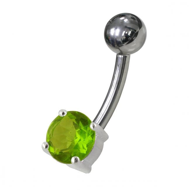 925 Sterling Silver Fancy Blue Jewelled Non-Moving Bar Belly Ring