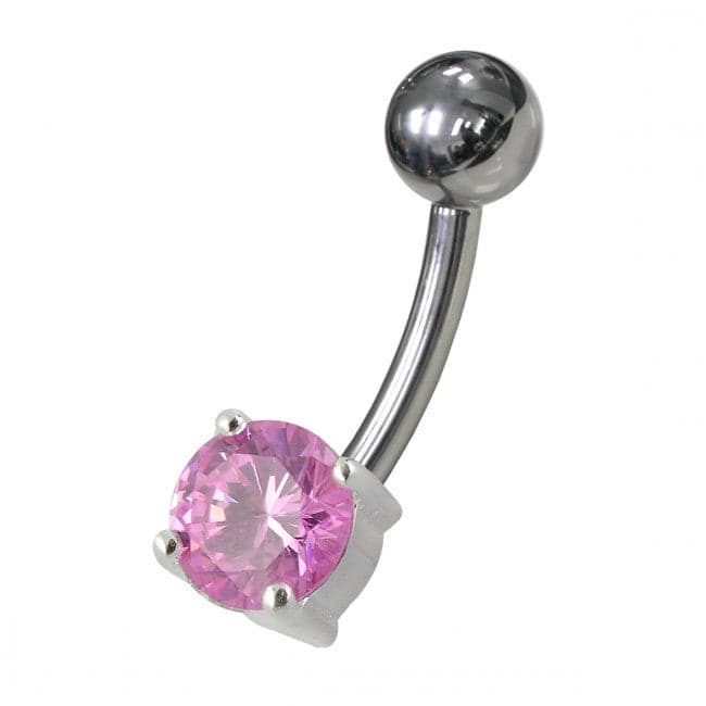 925 Sterling Silver Fancy Blue Jewelled Non-Moving Bar Belly Ring