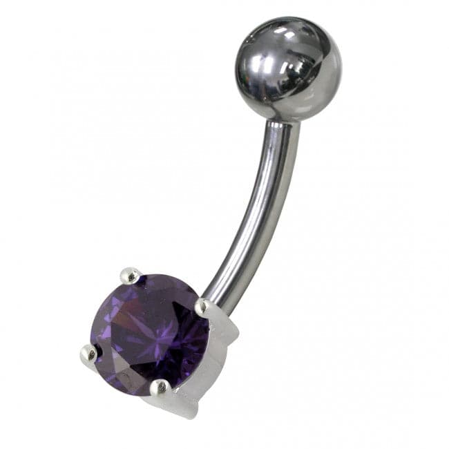 925 Sterling Silver Fancy Jewelled Non-Moving Banana Navel Ring body Jewellery