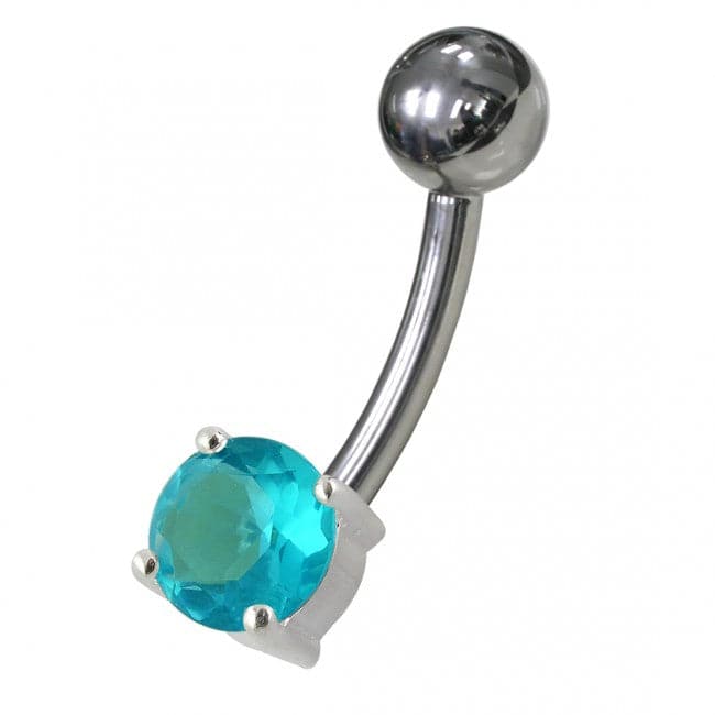 925 Sterling Silver Fancy Jewelled Non-Moving Banana Navel Ring body Jewellery