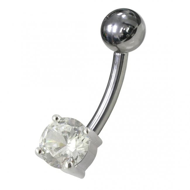 925 Sterling Silver Fancy Jewelled Non-Moving Banana Navel Ring body Jewellery
