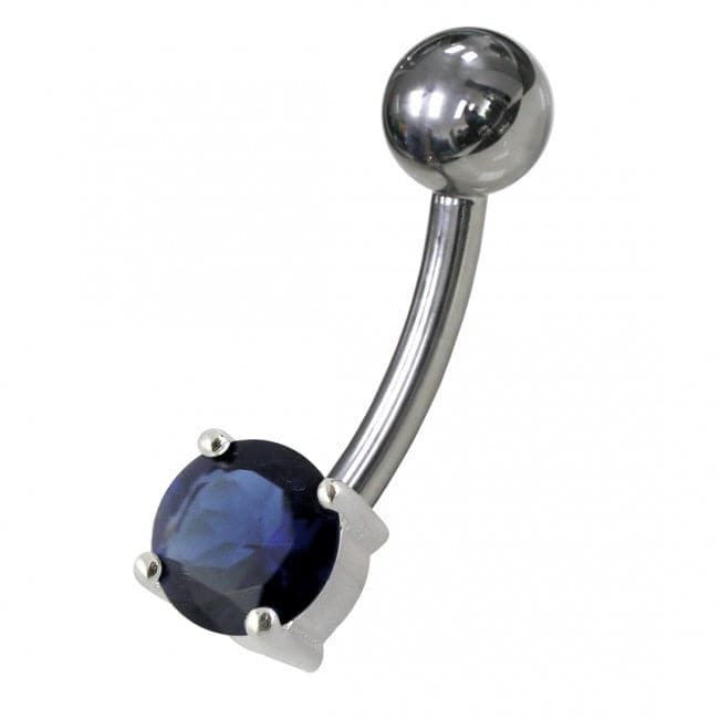 925 Sterling Silver Fancy Jewelled Non-Moving Banana Navel Ring body Jewellery