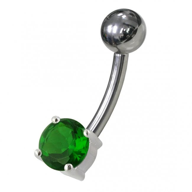 925 Sterling Silver Fancy Jewelled Non-Moving Banana Navel Ring body Jewellery