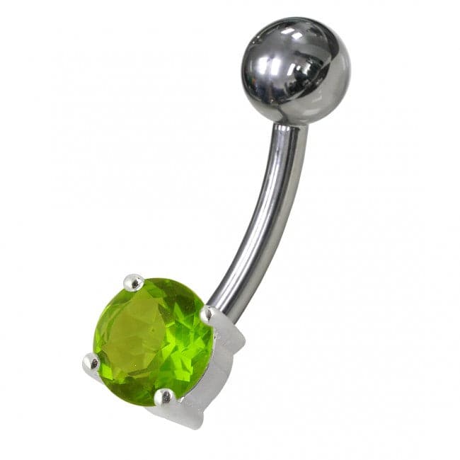 925 Sterling Silver Fancy Jewelled Non-Moving Banana Navel Ring body Jewellery