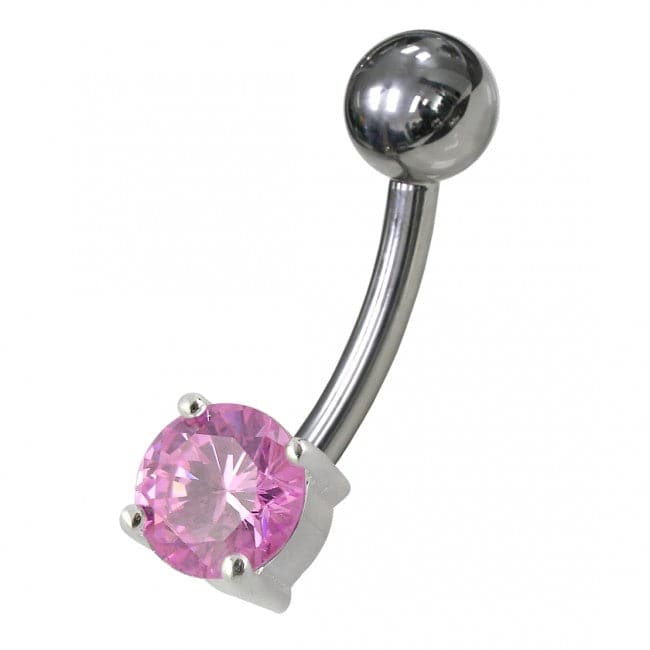 925 Sterling Silver Fancy Jewelled Non-Moving Banana Navel Ring body Jewellery