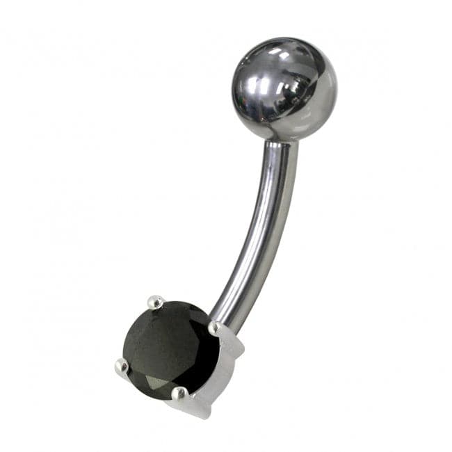 925 Sterling Silver Fancy Non-Moving Curved Belly Ring