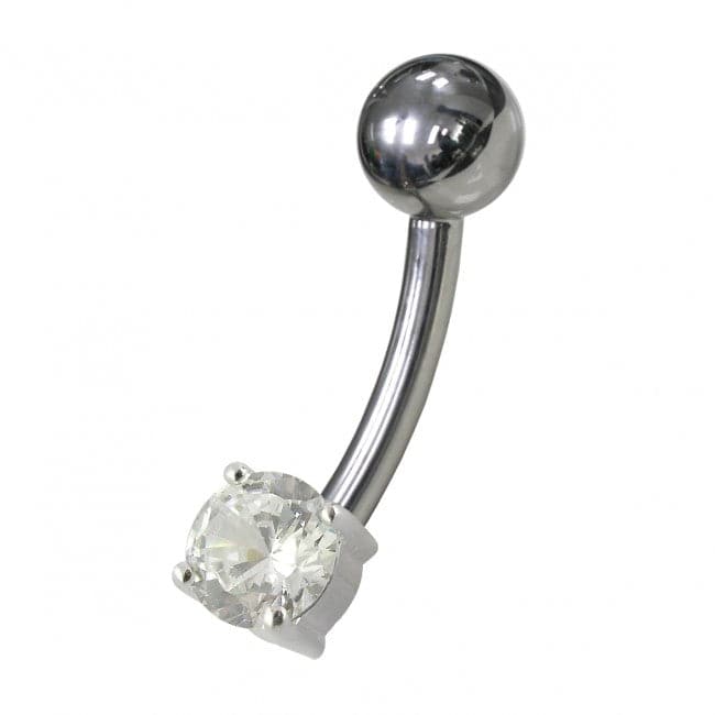 925 Sterling Silver Fancy Non-Moving Curved Belly Ring